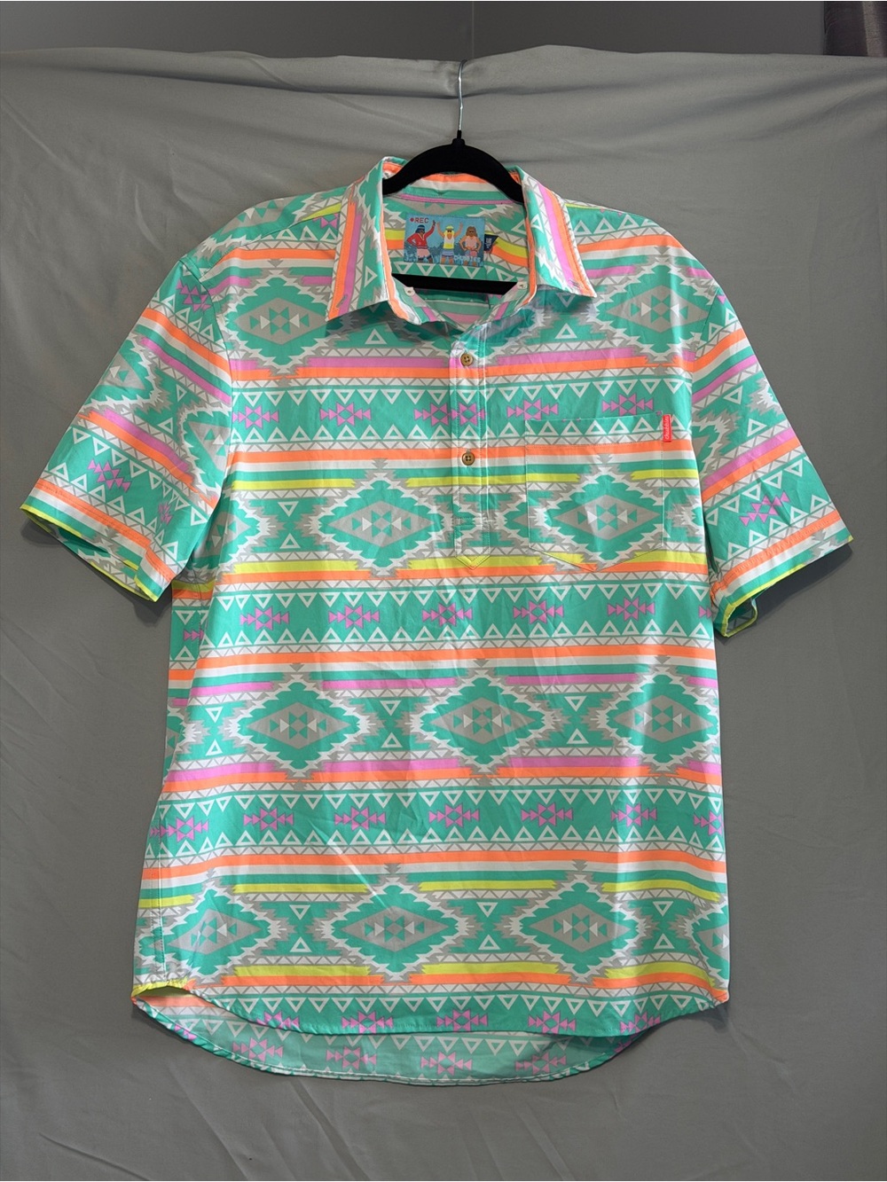 Chubbies Mens The En Fuegos Performance 2.0 Polo Shirt Size XL Aztec Hawaiian